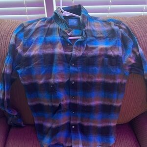 Blue and Black Checkered flannel Shirt